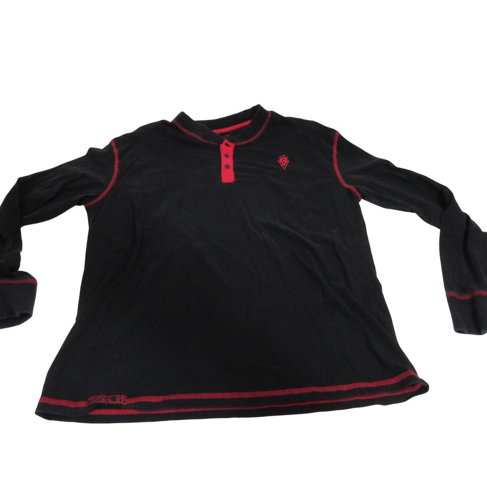 Blizzard Jinx World of Warcraft Horde Henley Shirt Mens 2XL Black Red Long Sleev